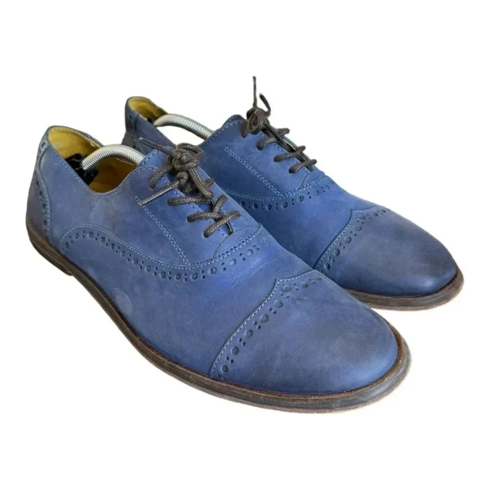 Kickers Roxanne Oxford Shoes Blue Nubuck